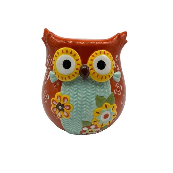 Colorful Owl Ceramic Cookie Jar Kitchen Storage Food Storage Farmhouse Decor - Picture 1 of 16